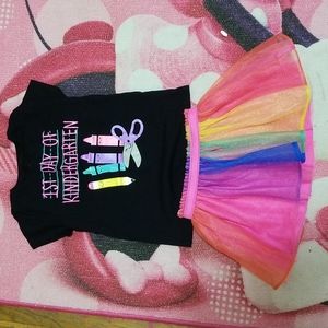 Little girl first day of kindergarten outfit